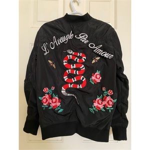 Embroidered L’Aveugle Par Amour Bomber Jacket
